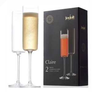 JoyJolt Claire Crystal Champagne Flutes 2 Piece Set 5.7 Oz Lead Free
